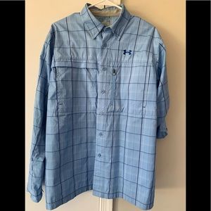 Under armour long roll sleeve button down plaid